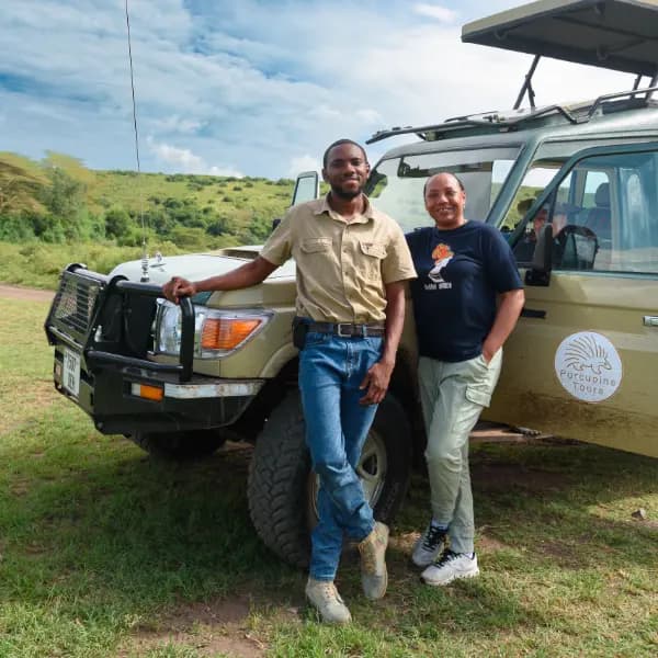 Porcupine Tours branded safari jeep in Tanzania wilderness